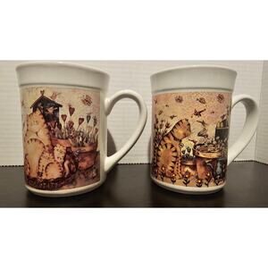 Essential Home Debi Hion Designed Cat Life Coffee Mugs Set of Two